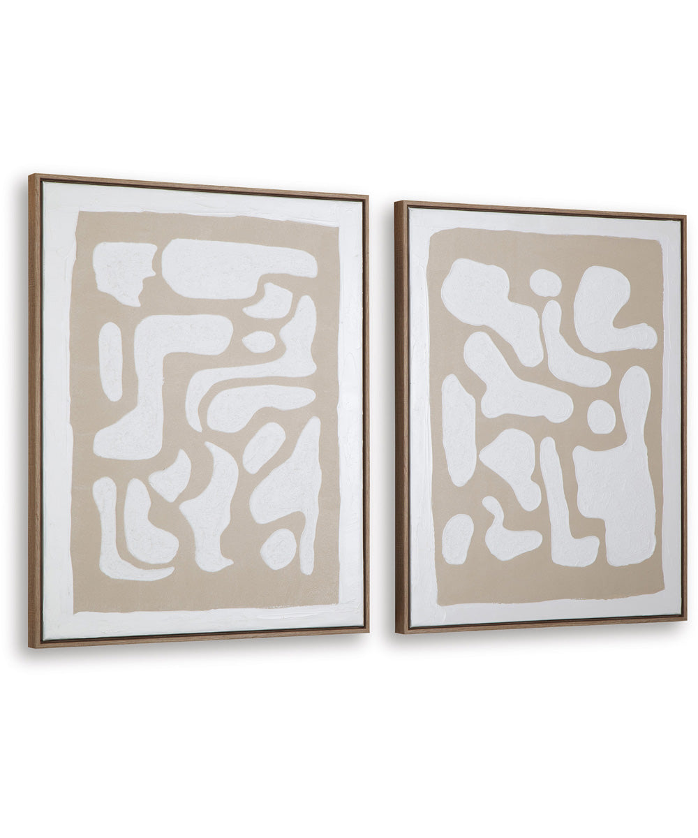 Waldett Wall Art Set Set of 2 Beige/White
