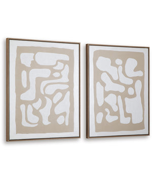 Waldett Wall Art Set Set of 2 Beige/White