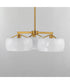 Glazed 3-Light Chandelier White/Natural Aged Brass