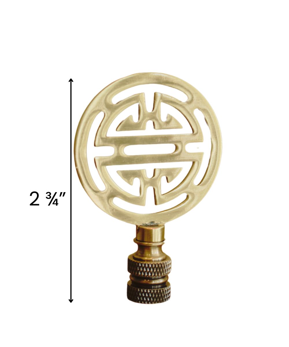 Vintage Scroll Solid Brass Lamp Finial Antique Brass, 2.8"h