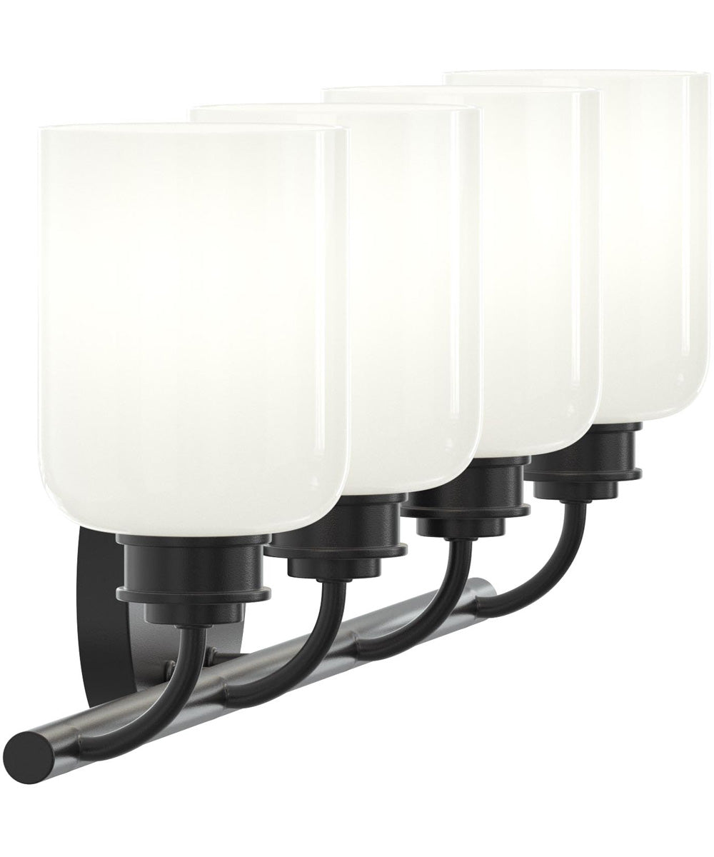 Reines 4-Light Bath Vanity with Opal Glass Shades Matte Black
