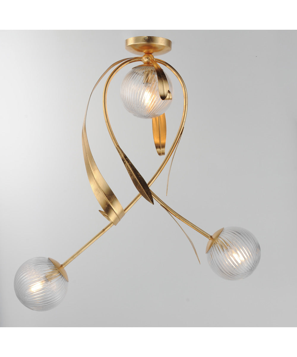 Firenze 3-Light Flush Mount Gold Leaf