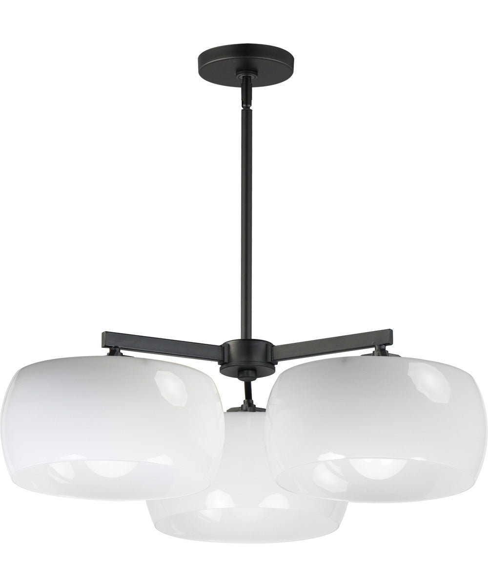 Glazed 3-Light Chandelier White / Black
