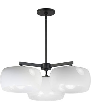 Glazed 3-Light Chandelier White / Black