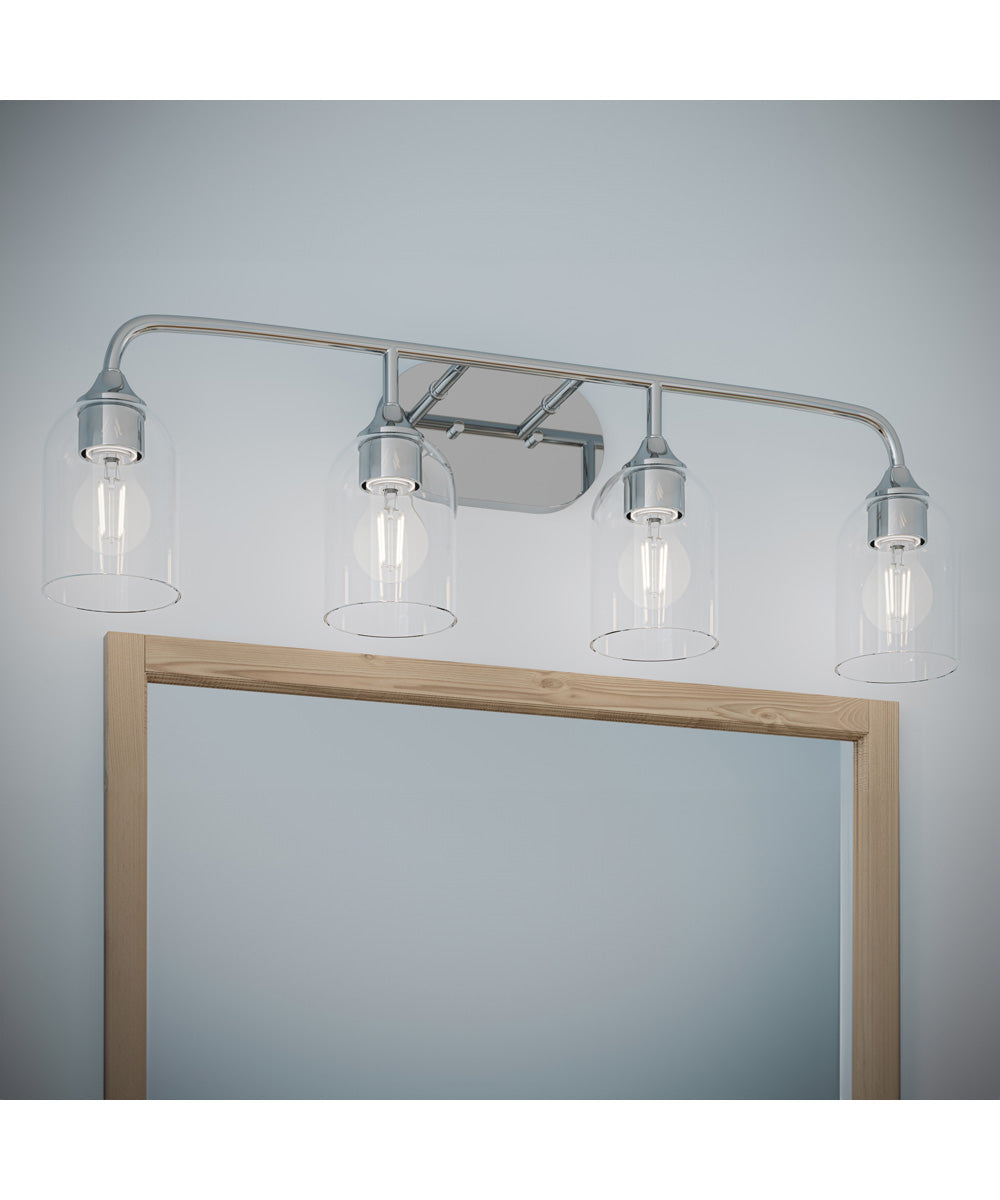 Ilia 4-Light Bath Vanity with Clear Glass Shade Polished Chrome