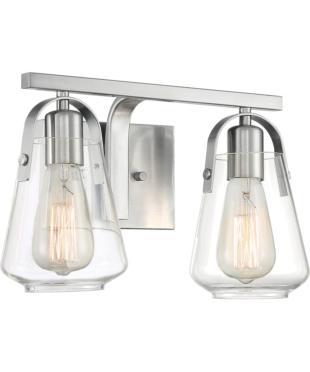 14"W Skybridge 2-Light Vanity & Wall Brushed Nickel