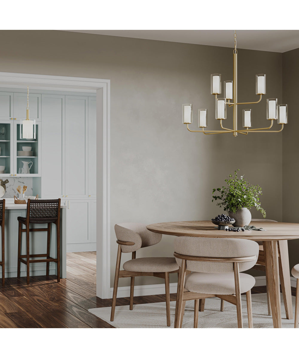 Mack 1-Light Pendant with Layered Glass Shade Brushed Gold