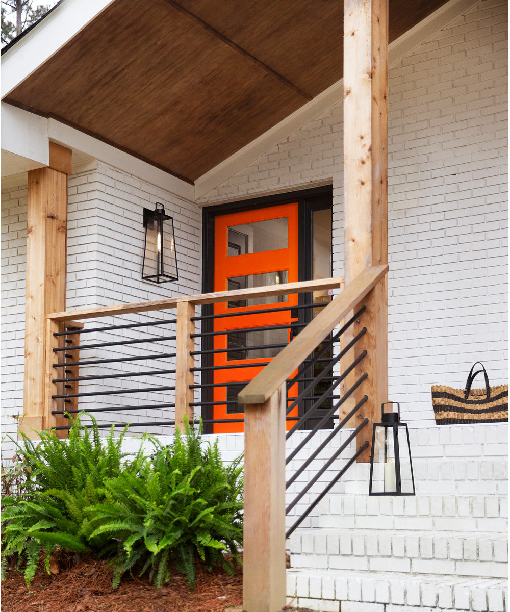 Hugh 1-Light Large Wall Mount Lantern in Black