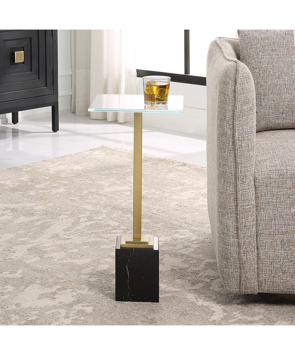 Martini Table in Brushed Brass with Black Marble