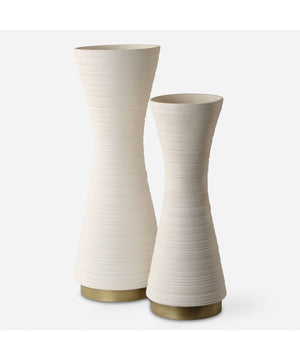 Ridgeline White Vases, Set of 2