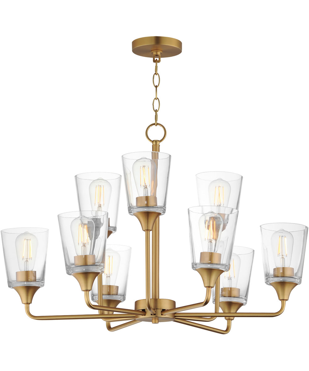Hudson 9-Light Two-Tier Chandelier Natural Aged Brass