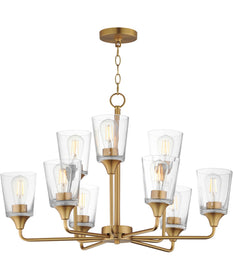 Hudson 9-Light Two-Tier Chandelier Natural Aged Brass