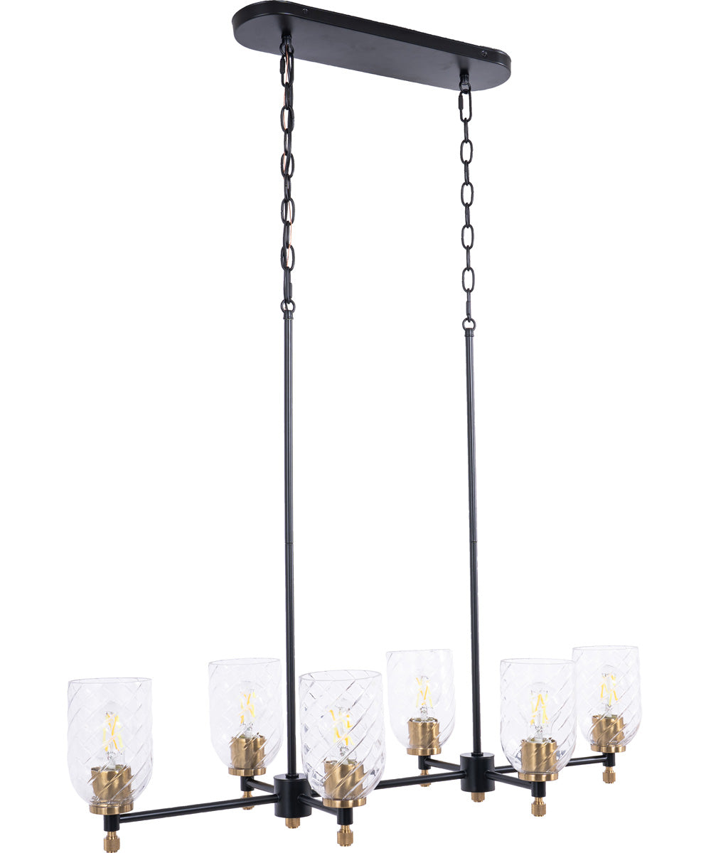 Council 6-Light Lighting Flat Black/Satin Brass