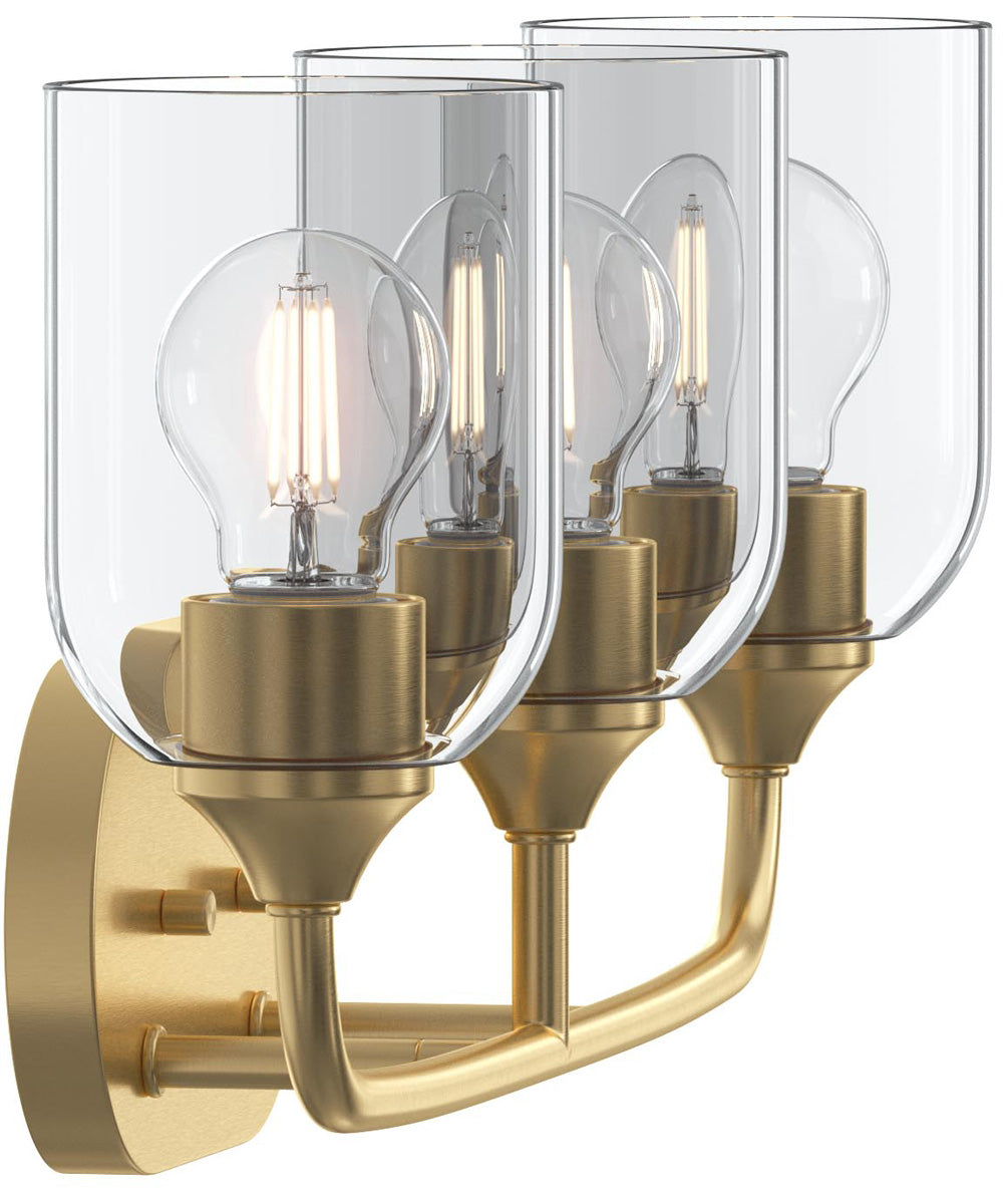 Ilia 3-Light Bath Vanity with Clear Glass Shade Brushed Gold