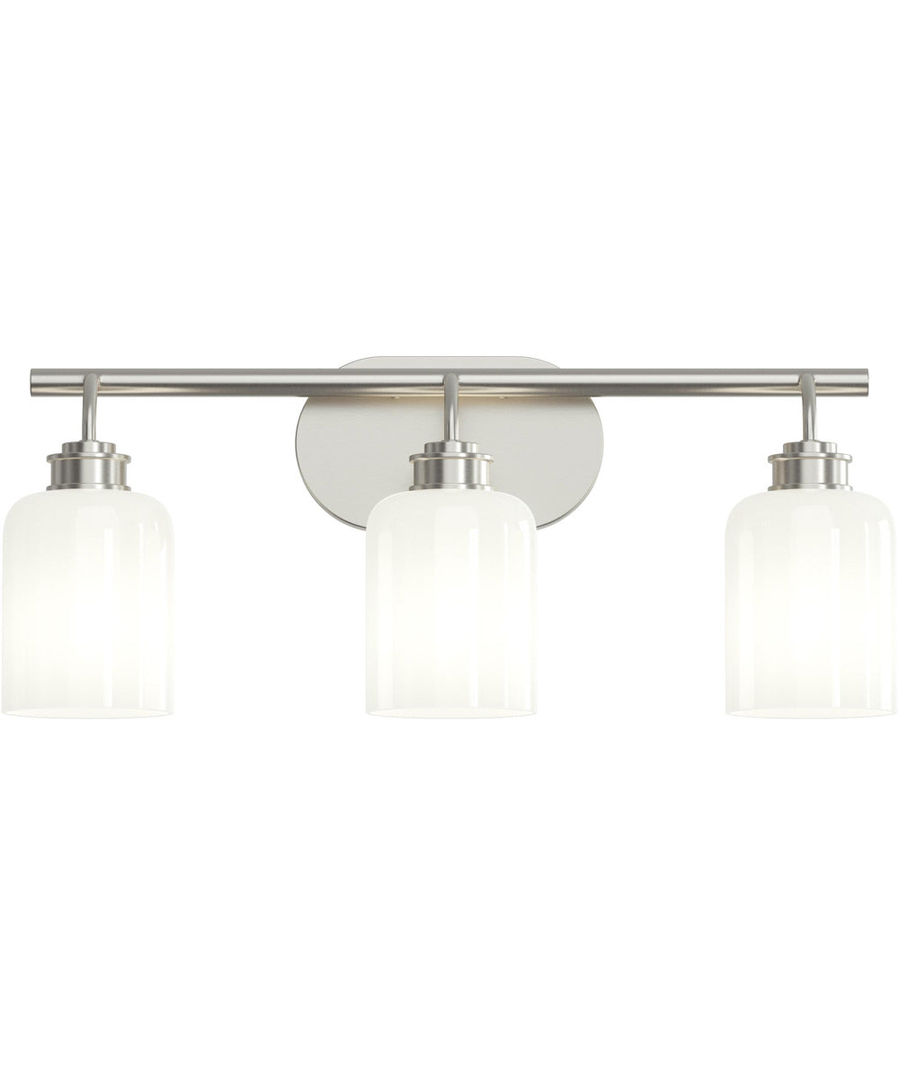 Reines 3-Light Bath Vanity with Opal Glass Shades Brushed Nickel