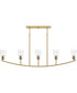 Jheni 5-Light Linear Chandelier with Clear Glass Shades Brushed Gold