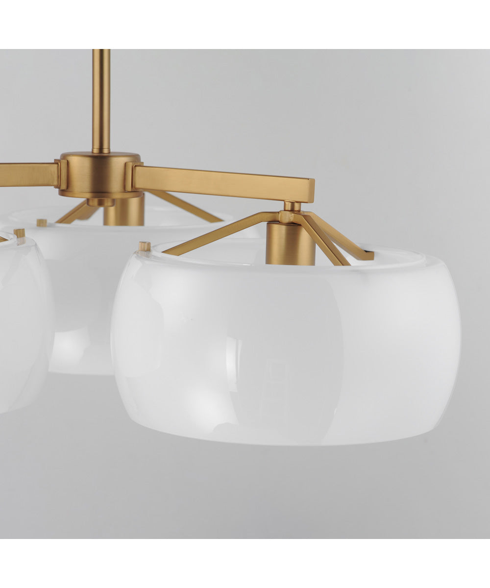 Glazed 3-Light Chandelier White/Natural Aged Brass
