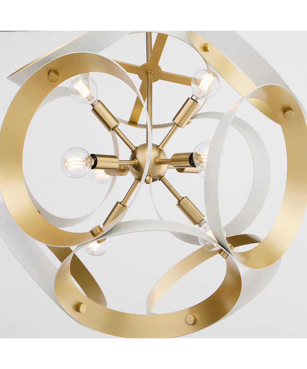 Domain 8-light Pendant Studio White|Aged Brass