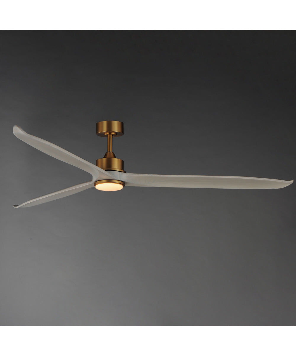 Woodwind 80 inch Solid Wood Blade Fan W LED Natural Aged Brass
