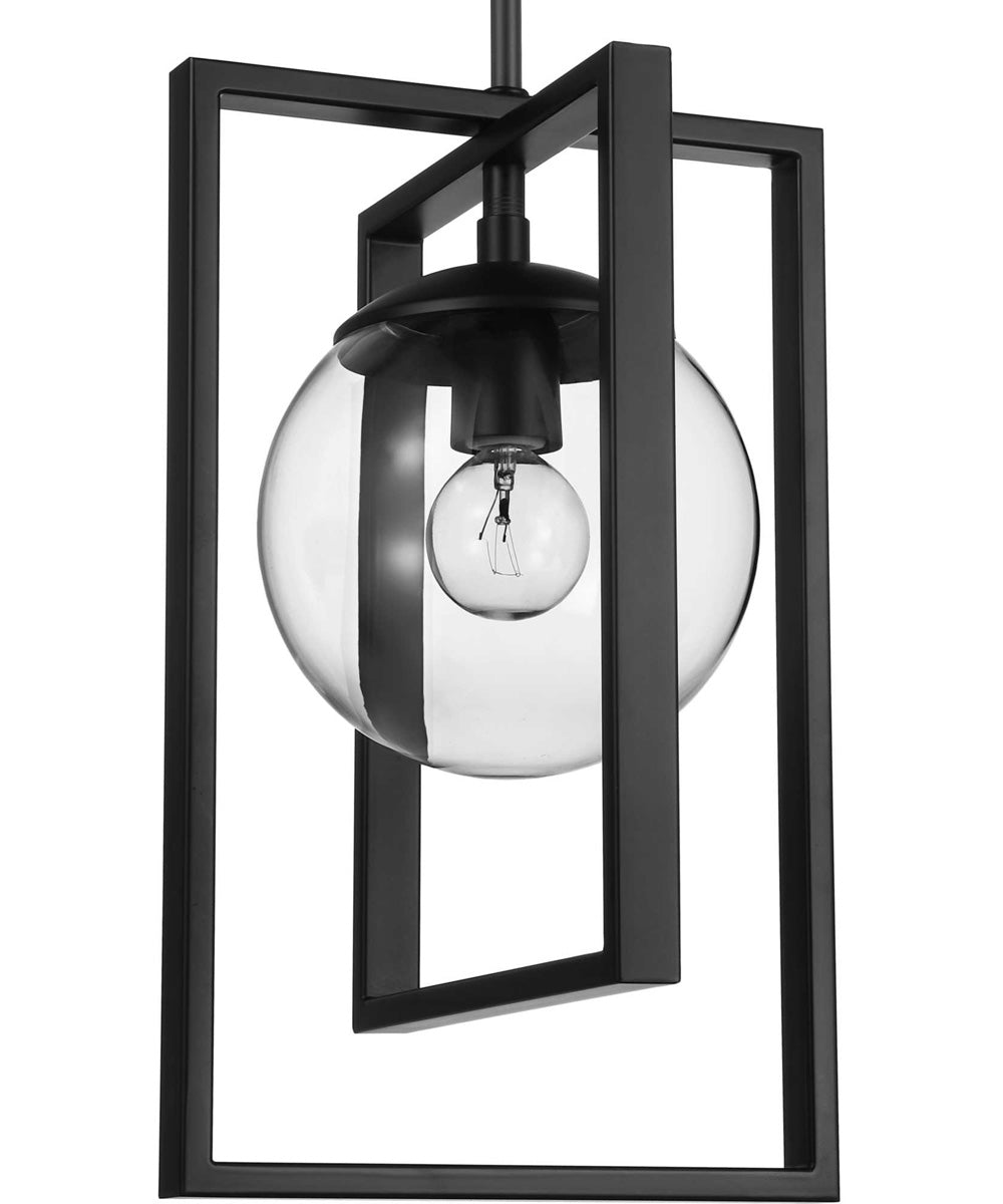 Atwell 1-Light Clear Glass Luxe Pendant Light Matte Black
