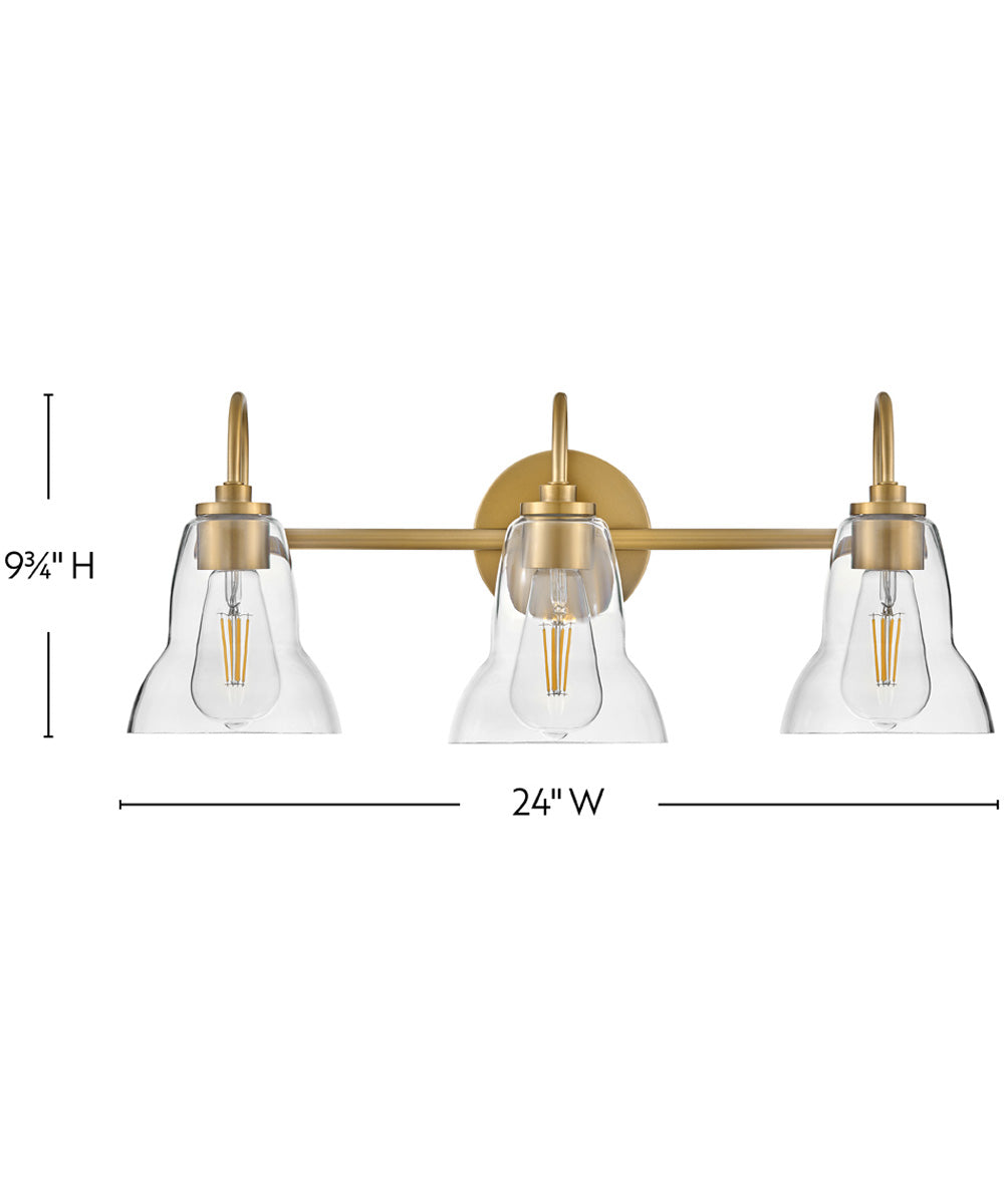 Vera 3-Light Medium Three Light Vanity in Lacquered Brass