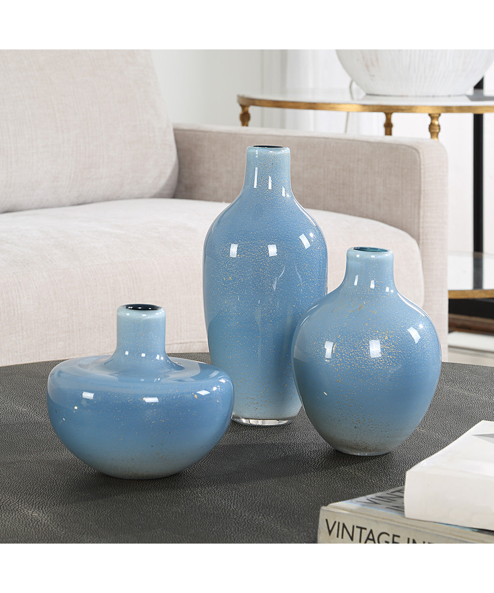 Celestial Frost Blue Vases Set of 3