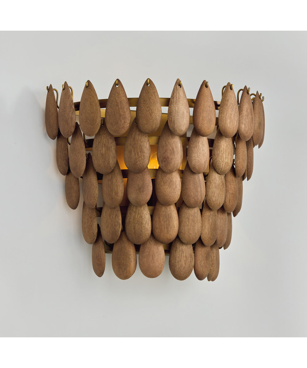 Ravi 1-Light Sconce Light Wood and Patinaed Brass