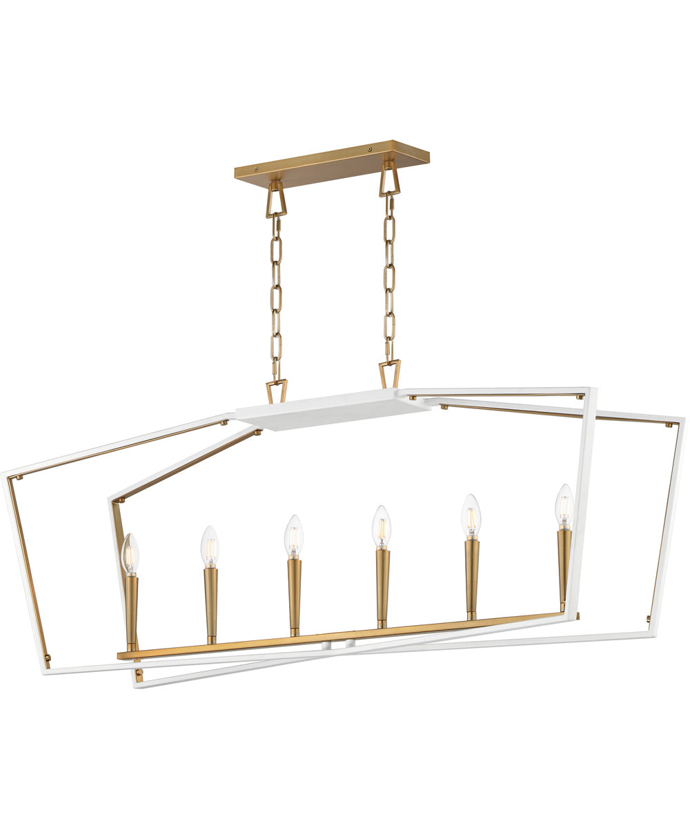 Melrose 6-Light Linear Pendant White/Natural Aged Brass