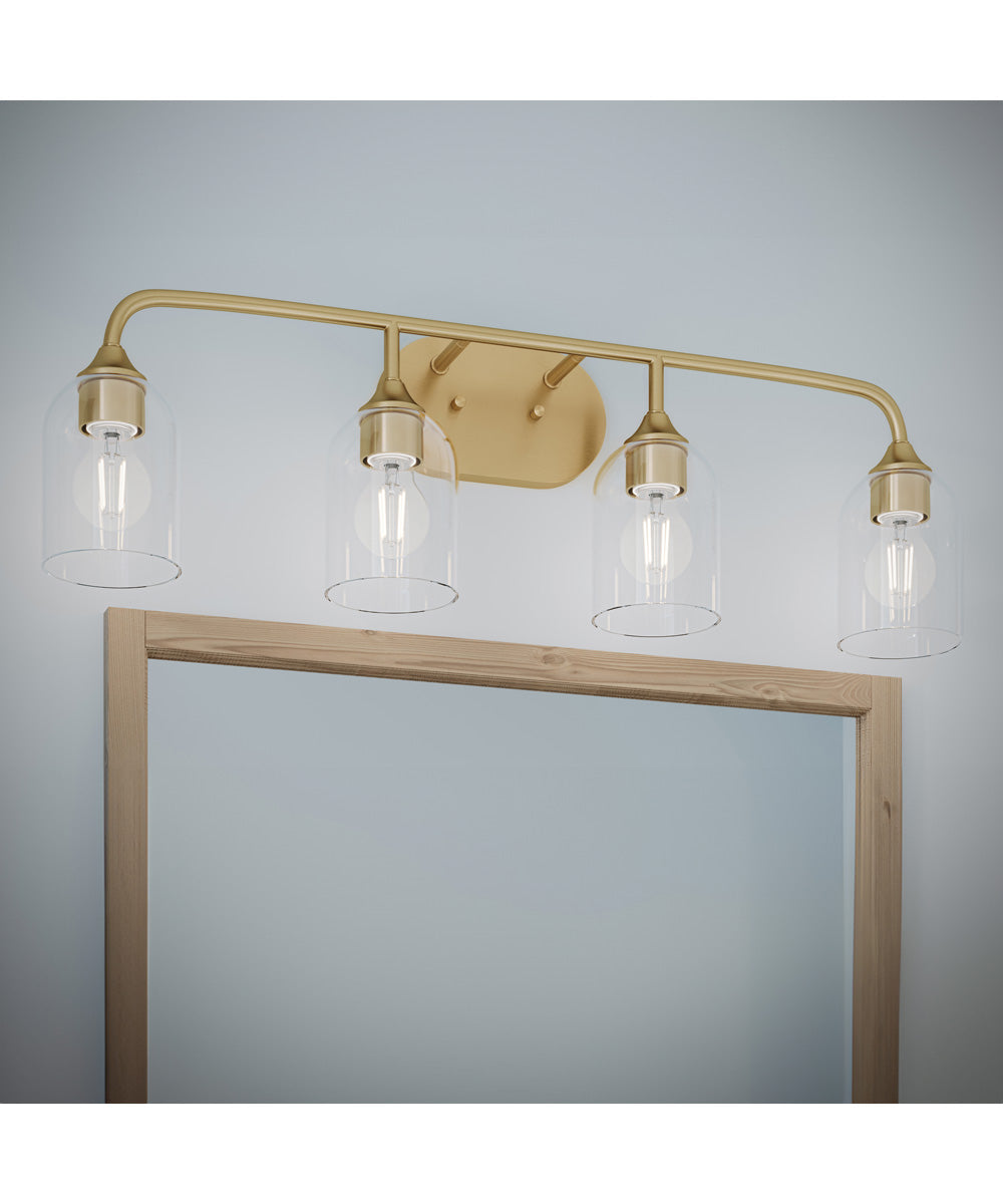 Ilia 4-Light Bath Vanity with Clear Glass Shade Brushed Gold