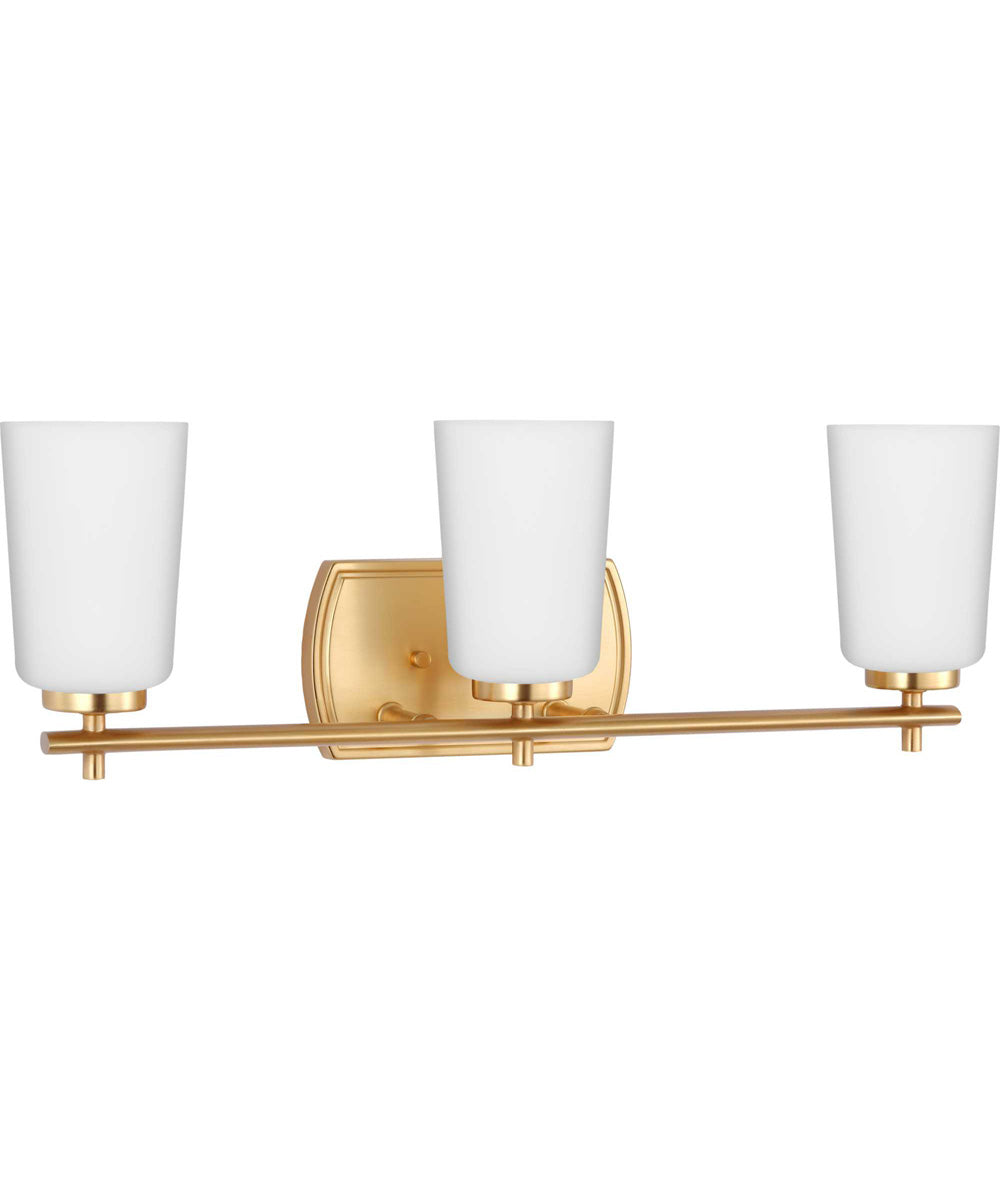 Adley 3-Light Etched Opal Glass New Traditional Bath Vanity Light Satin Brass