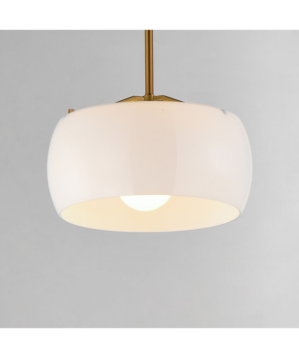 Glazed Single Pendant White/Natural Aged Brass