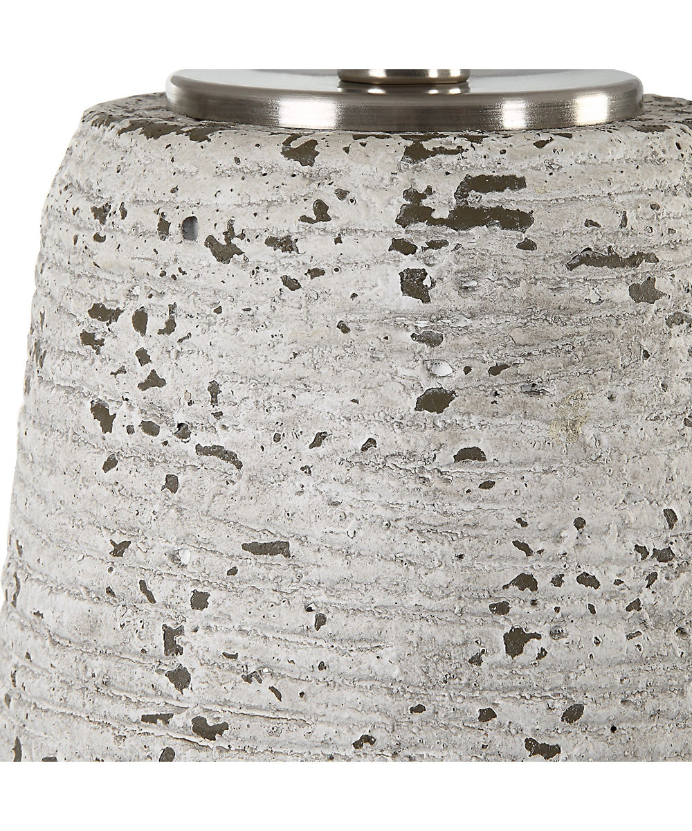 Distressed Ceramic Tapered Table Lamp with White Linen