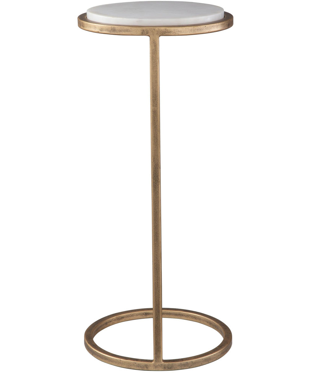 Accent Table with White Banswara Marble and Aged Gold