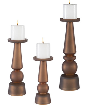 Cassiopeia Butter Rum Glass Candleholders, Set of 3