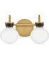 Lucy 2-Light Small Two Light Vanity in Lacquered Brass