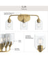 Ilia 3-Light Bath Vanity with Clear Glass Shade Brushed Gold