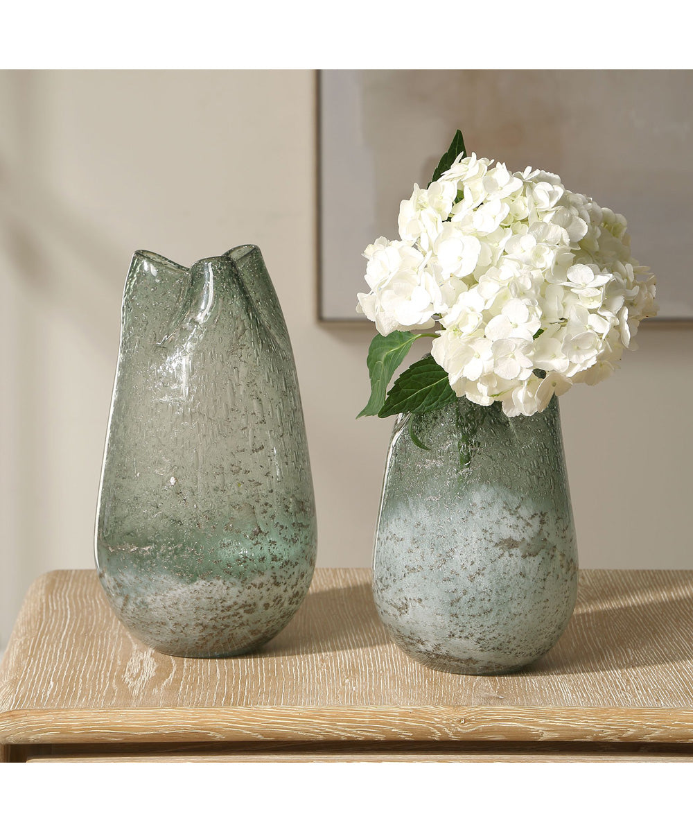 Chianti Seeded Glass Vases Set of 2