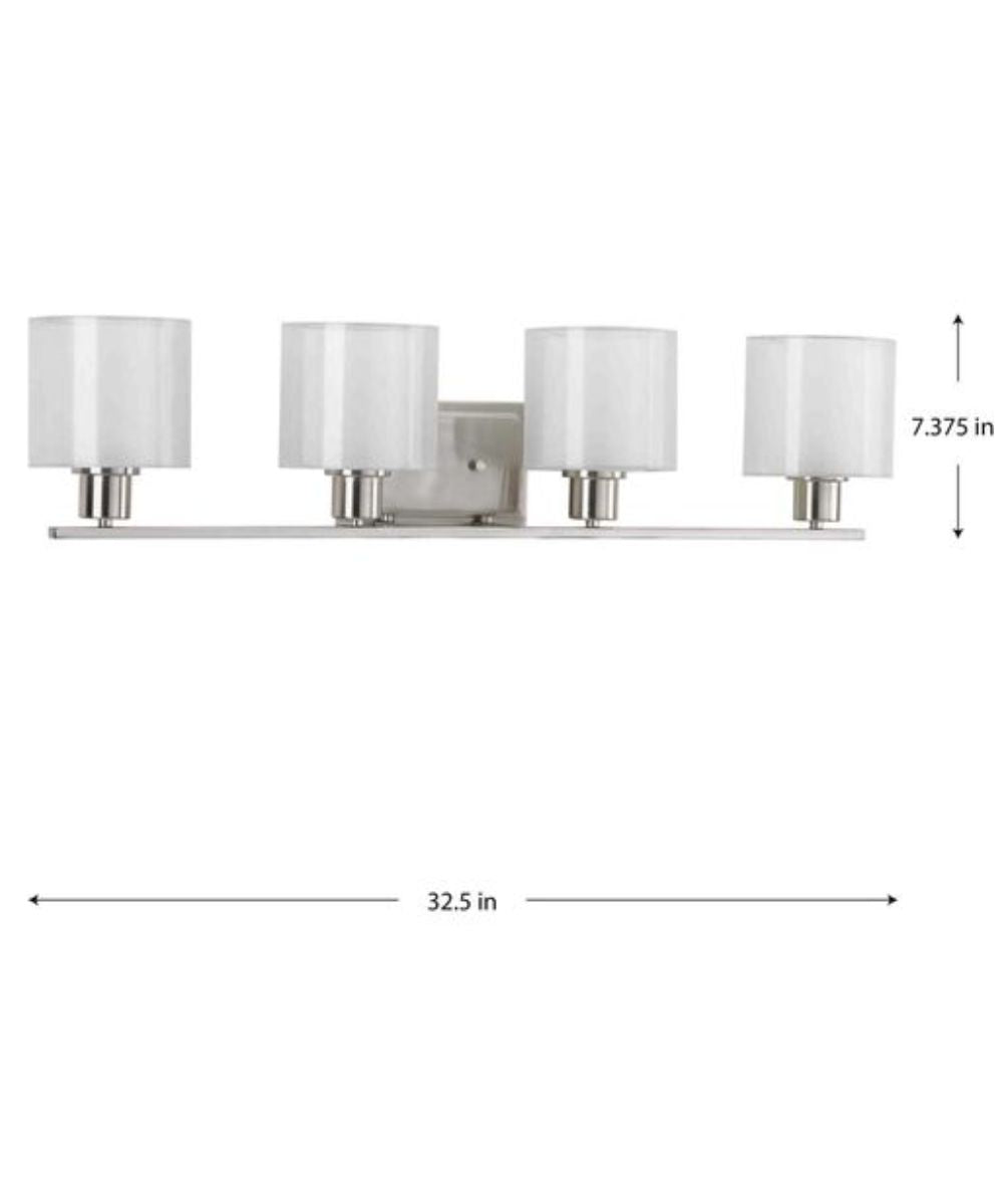 Invite 4-Light 33"w Bath Vanity Light Fixture Brushed Nickel Finish by Progress