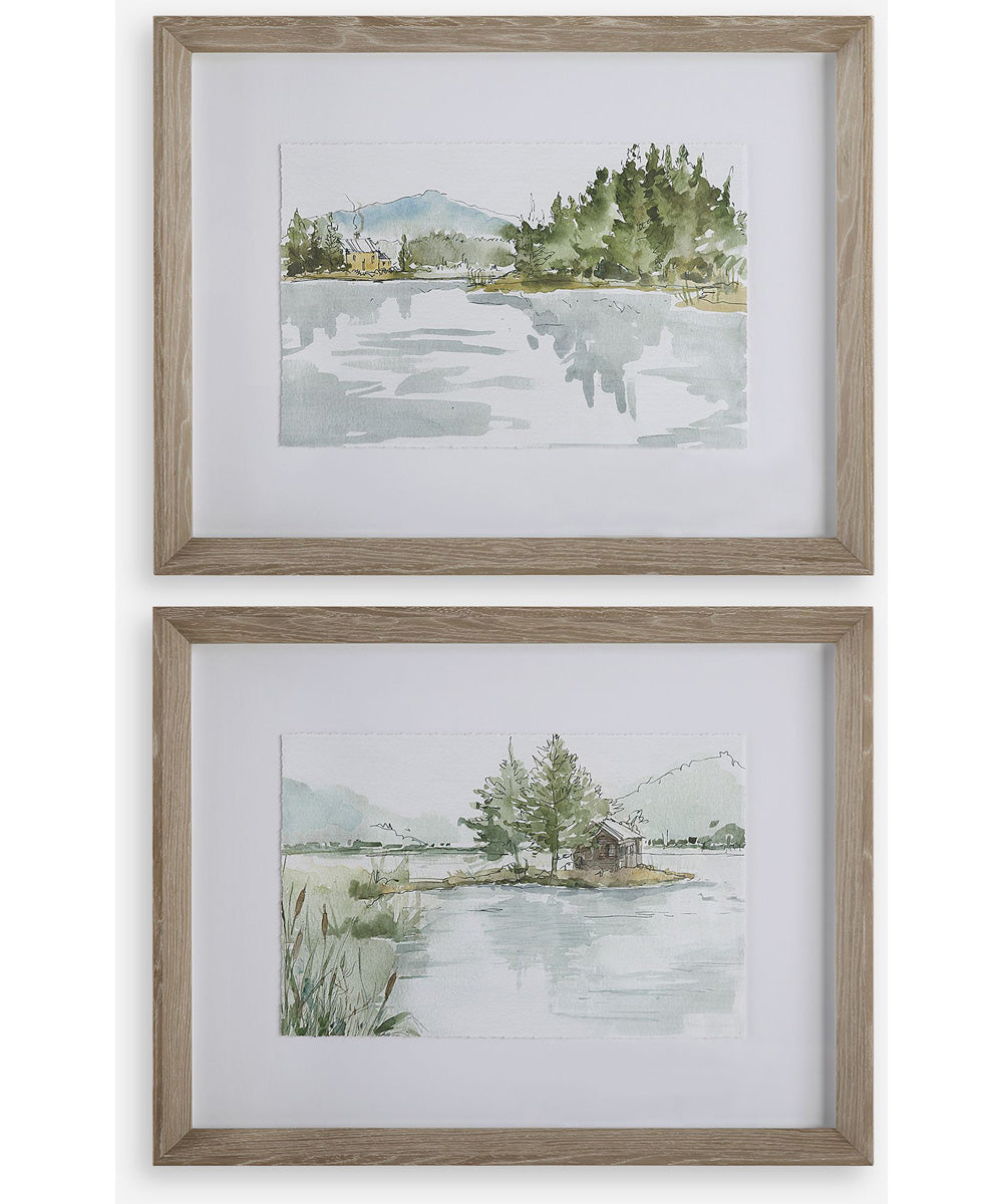 Serene Lake Framed Prints, Set of 2
