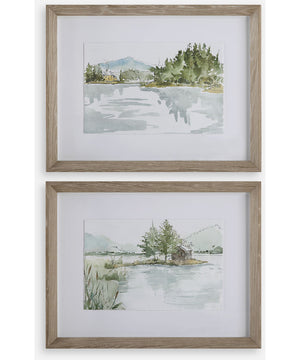 Serene Lake Framed Prints, Set of 2