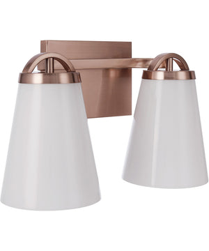 14"W Zane 2-Light Opal Glass Bath Vanity Light Premium Bronze