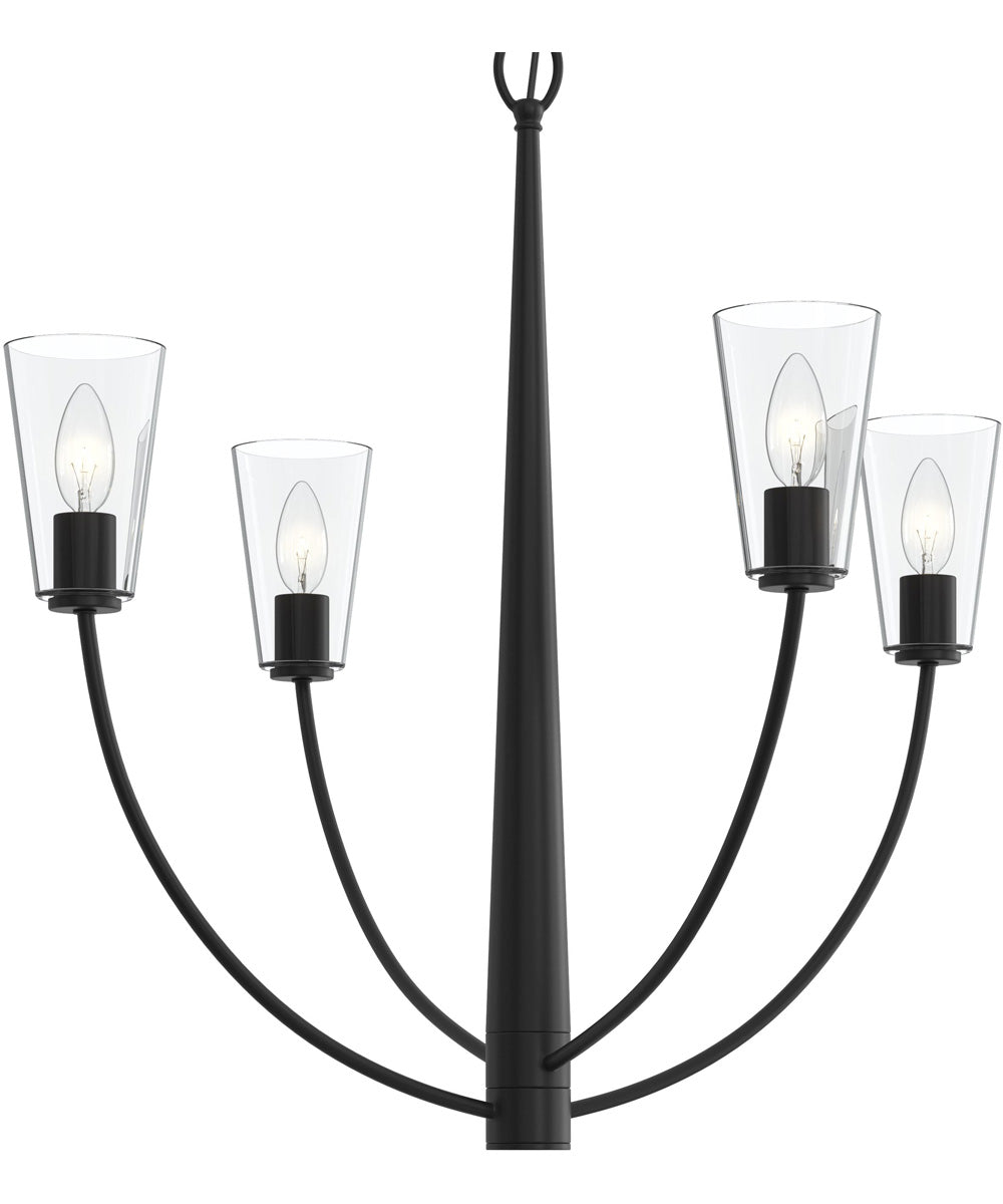 Jheni 4-Light Chandelier with Clear Glass Shades Matte Black