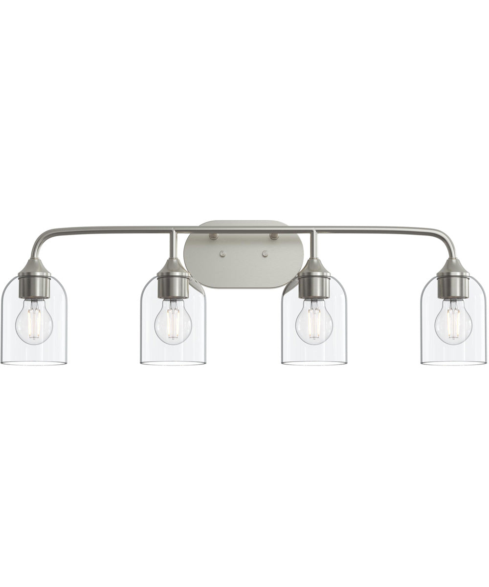 Ilia 4-Light Bath Vanity with Clear Glass Shade Brushed Nickel