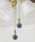 Polished Brass Sky Blue Ceramic Ball Fan Pull 2.25"h