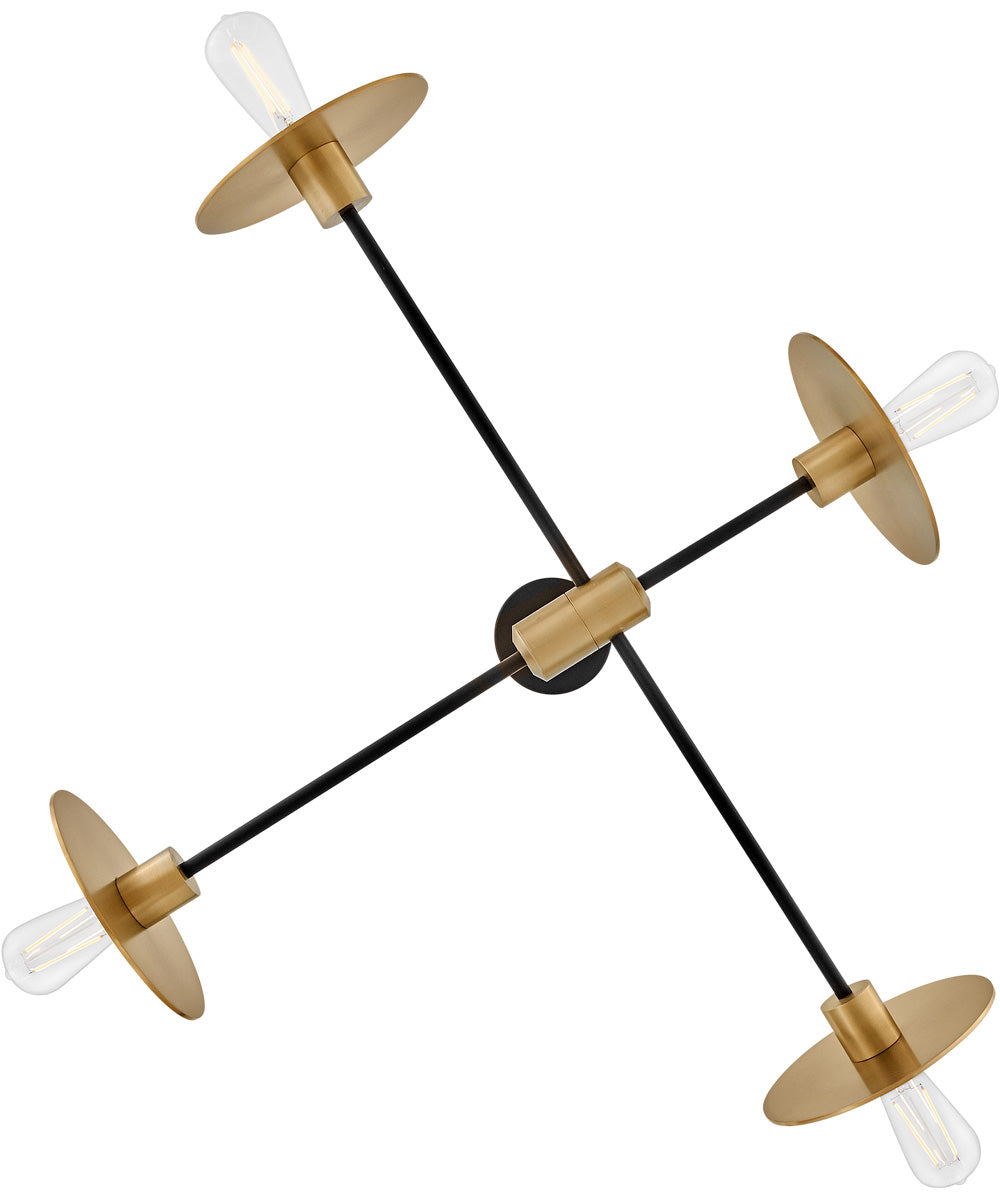 Lulu 4-Light Medium Mobile Single Tier in Lacquered Brass