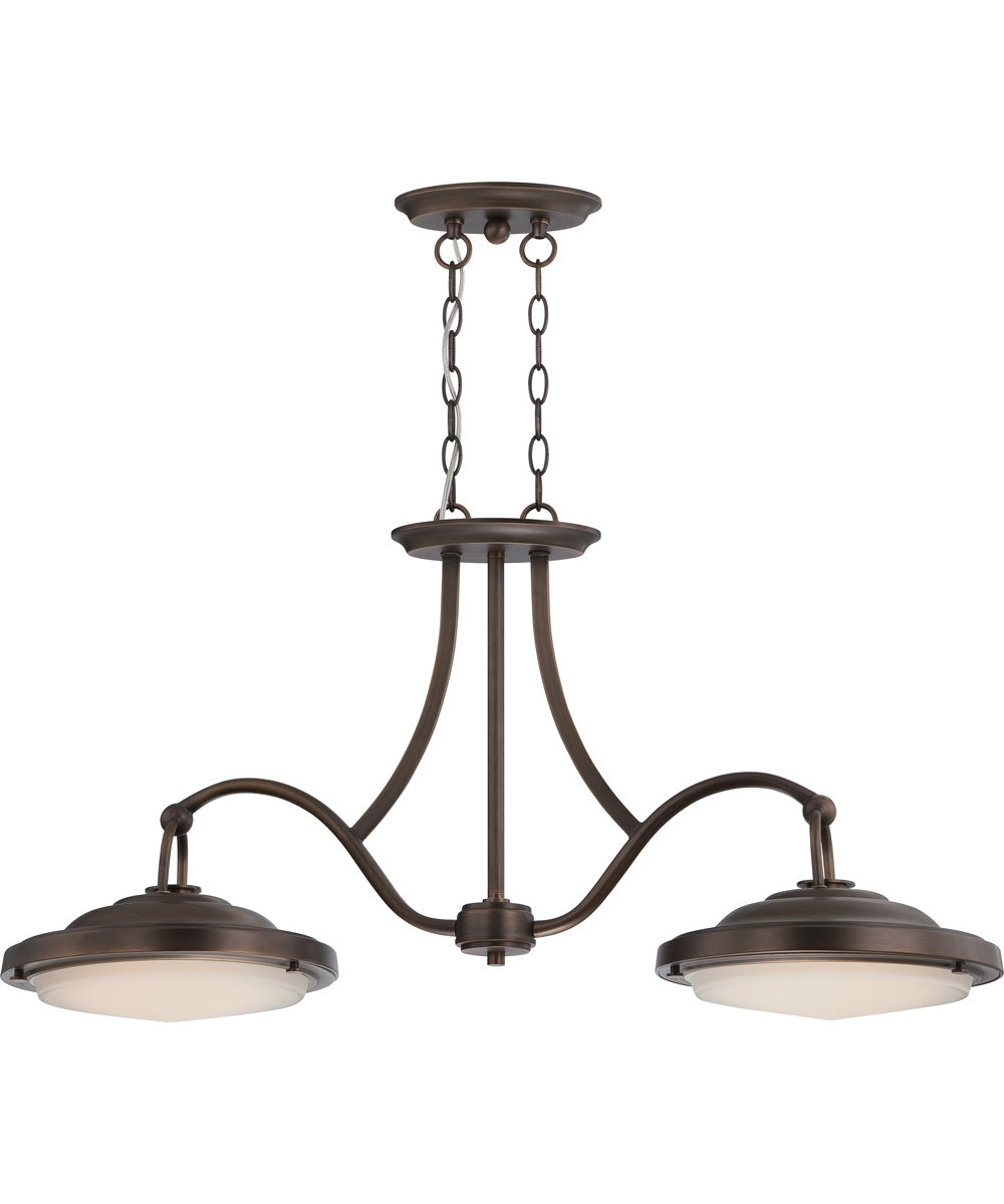 35"W Sawyer 2-Light Chandelier Antique Brass