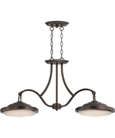 35"W Sawyer 2-Light Chandelier Antique Brass