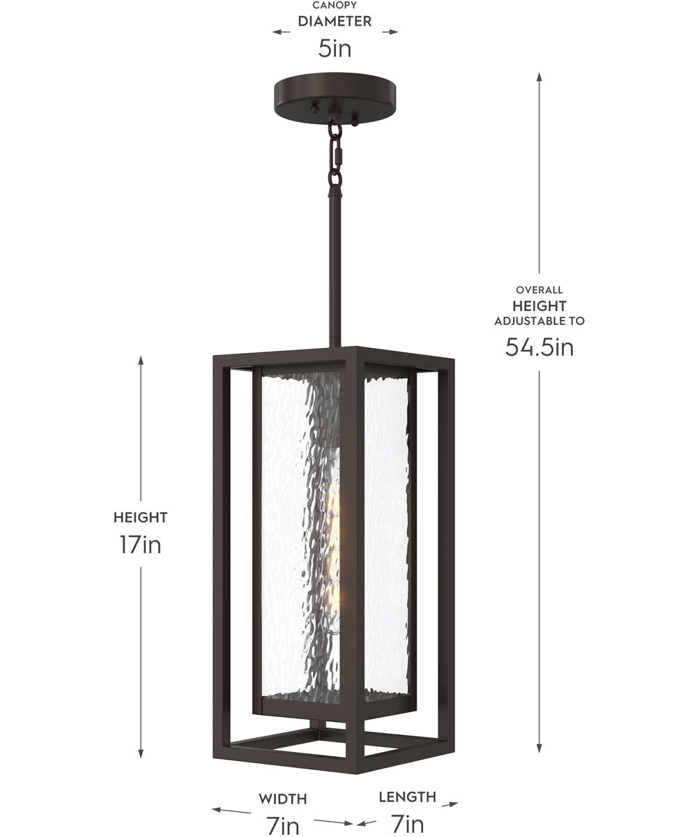 Shaw 17 Inch 1 Light Outdoor Pendant with Clear Glass Antique Bronze