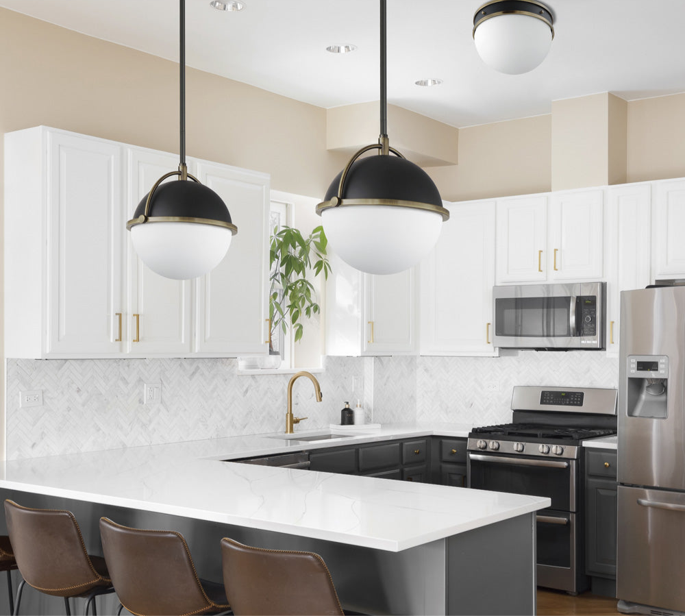 Duke 12 inch Single Pendant Black/Weathered Brass