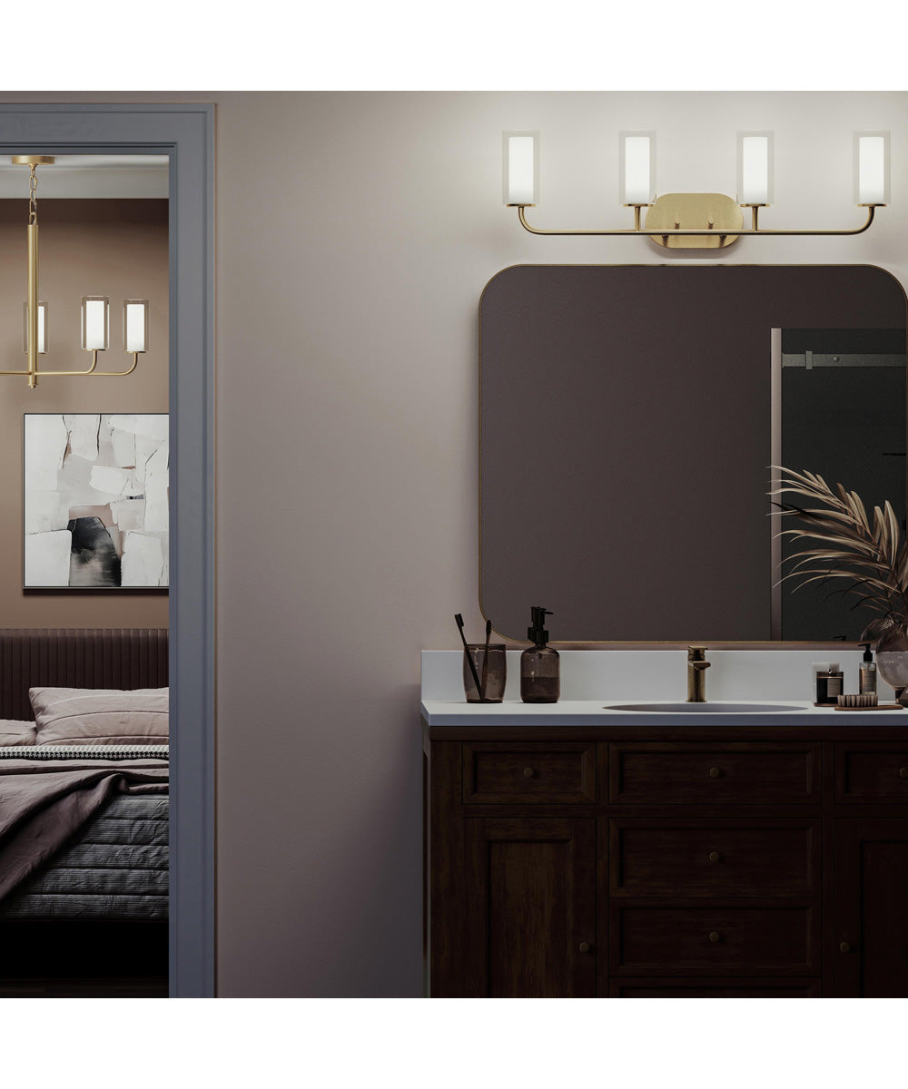 Mack 4-Light Vanity Light with Layered Glass Shades Brushed Gold